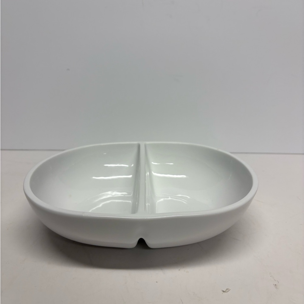 Crate & Barrel White Ceramic Divided Serving Bowl - Home Dining - Picture 2 of 6